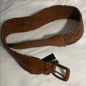 Massimo Dutti Brown Braided Leather Belt